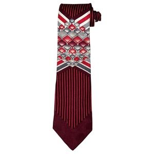 Brund Pirttelli Necktie Red Burgundy Black Grey Extra Long 100% Silk 64x4